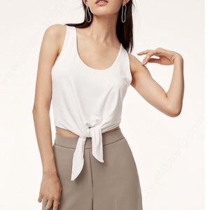 Aritzia Babaton Blue Tie Front Crop Top